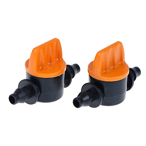 10pcs Drip Irrigation Fittings Mini Valve with 4/7mm Hose Garden Irrigation Barbed Water Flow Control Valve Agriculture Tools
