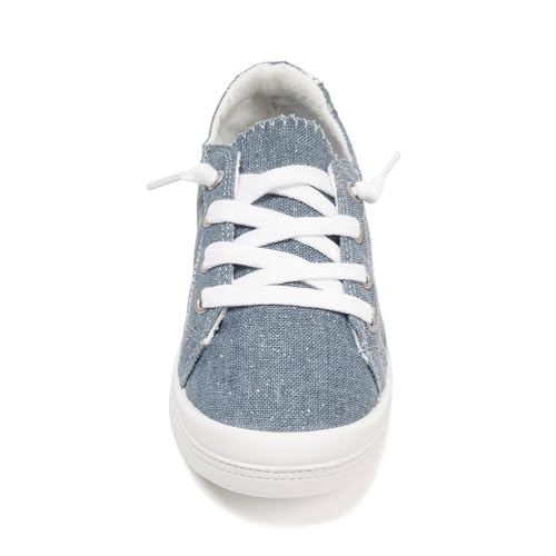 Image of FUNKYMONKEY Slip-On Canvas Sneakers for Women, Comfortable Lightweight Lace-Up Flat Casual Tennis Shoes Breathable Walking Shoes for Everyday Wear