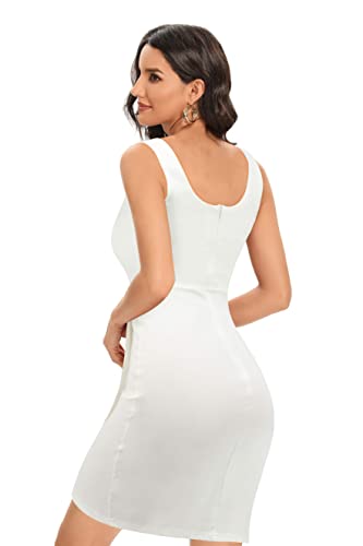 Missufeintl Women's Sleeveless Sweetheart Ruched Wrap Bodycon Summer Dress2