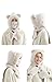 Women's 4 in1 Faux Fur Hooded Beanie Hat Scarf Gloves Set Thick Bear Ear Beanies Cap Soft Knit Hats