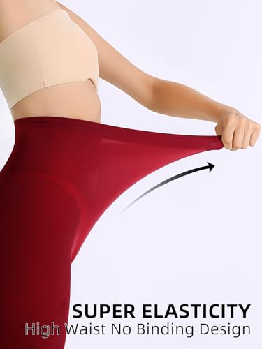 Image of Women's 80 Denier Semi Opaque Tights High Waist Soft Solid Color Footed Pantyhose
