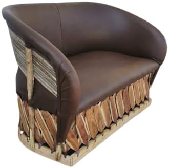 Love Seat Equipal Furniture Sofa Handmade by Equipales San Jose Red Color Mexican Furniture Traditional Style Ideal for Your Home, House, Garden, Restaurant, Hotel, Equipal