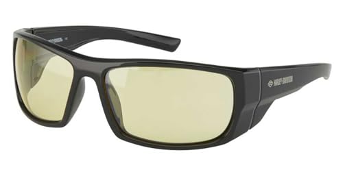 Harley-Davidson Men's Winborn Sunglasses, Shiny Black w/Yellow Hydrophobic Lens