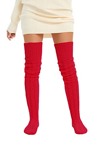 Image of Women's Thigh High Knitted Winter Boot Socks Vintage Extra Long Leg Warmer Over Knee High Stockings