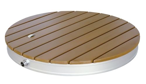 Ducha de piso para jardín redonda diámetro 70 cm con altura ajustable hasta 4 m, base de aluminio y superficie WPC antideslizante resistente al clima miniatura 3
