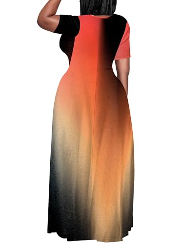 Image of SUZONANA Plus Size Dresses for Women Summer Casual Maxi Dress Short Sleeve Loose Vacation Dress
