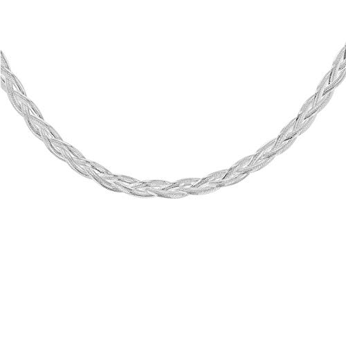 Tuscany Zilveren visgraatketting, halsketting, sterling zilver, met elkaar verweven, flexibel, 43 cm / 17 inch - Image 3