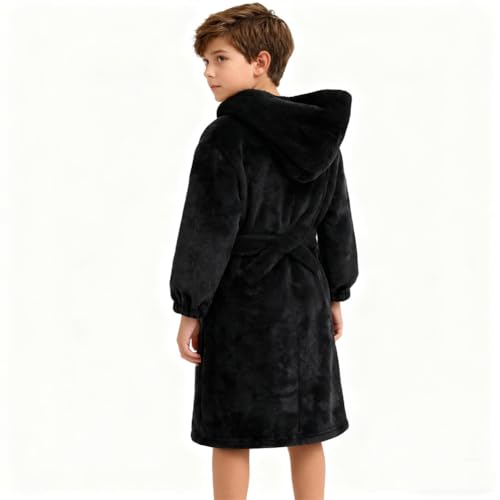 Image of Boys Girls Bathrobes,Toddler Boy Girl Robes,Children's Plush Soft Coral Fleece Hooded Pajamas Sleepwear for Kids