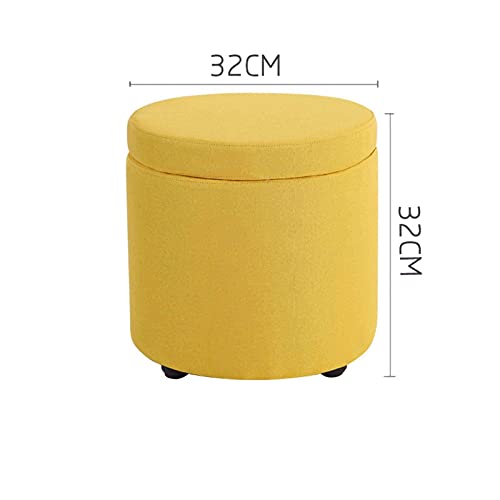 Repose-pieds en lin jaune compact pour optimiser un salon encombré - 4