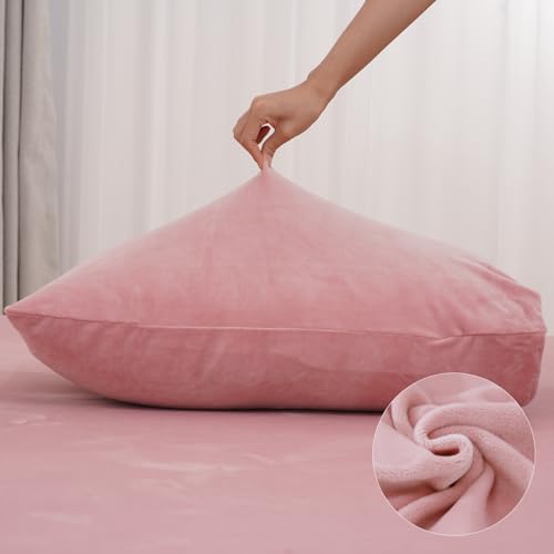 Magic Fit 枕カバー 冬 あったか 43x63cm~50x70cm枕兼用 伸びる素材【のびのび超マイクロファイバー】 まくらカバー 封筒式 暖かいピローケース 抗菌防臭 よく伸びる 着脱簡単 伸縮 丸洗い(枕カバー（43x63cm～50x70cm枕適用 ） ピンク)