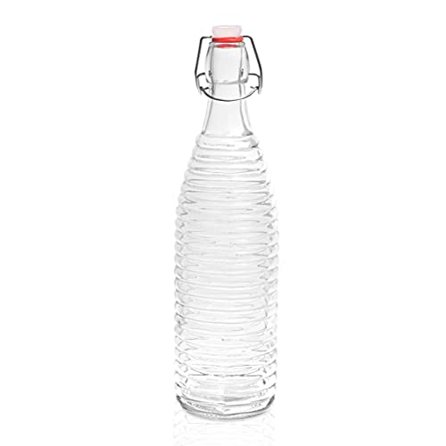 Image of Pure Source India Airtight Glass Water, Juice, Beer, Cold drinks Bottle With Steel Lock(Clear), 1000ml (1PCS)