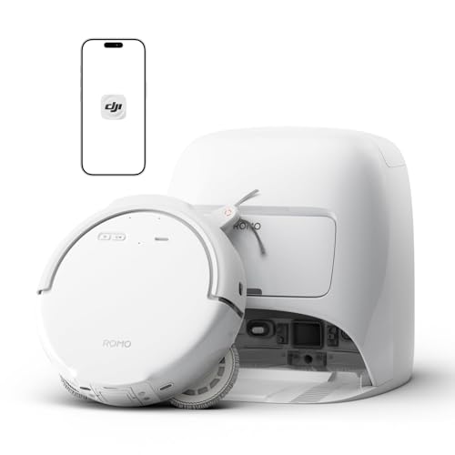 DJI ROMO S Robot Aspirapolvere Lavapavimenti con Mappatura, 25000 Pa, Rilevamento Ostacoli a Livello di Drone, Antigroviglio, Stazione Base Autopulente, 200 Giorni senza Manutenzione, Bianco