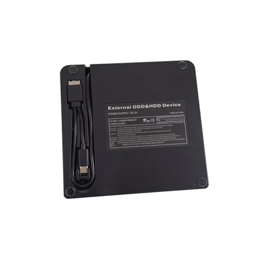 POPETPOP Unidad Externa de CD y DVD Tipo C para Laptop y Escritorio, Grabadora Multifunción USB 3.0 Ligera y Compacta Diseño Clásico en Color Negro