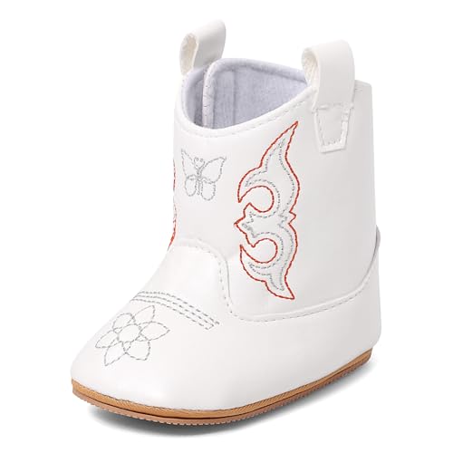 MK MATT KEELY Baby Boys Girls Cowboy Boots Infant Western Boots Toddler Soft Sole Non-Slip Round Toe Bootie Newborn First Walker Crib Shoes - Main Image