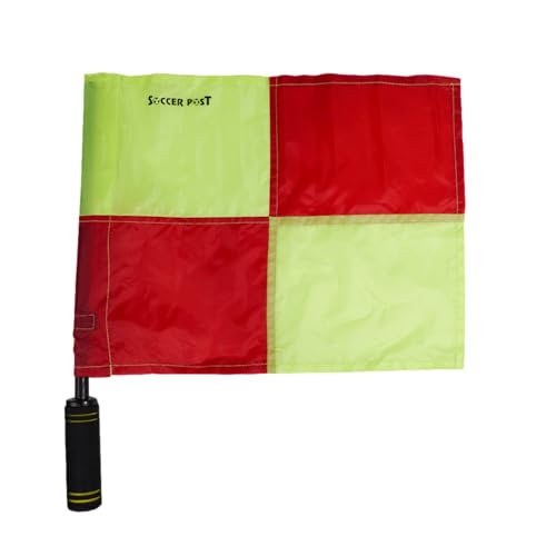 Soccer Post Referee Flag Set - Officiate with Official Flags, Interchangeable Neon Yellow and Yellow/Red Set, Flag Holder Bag Included
