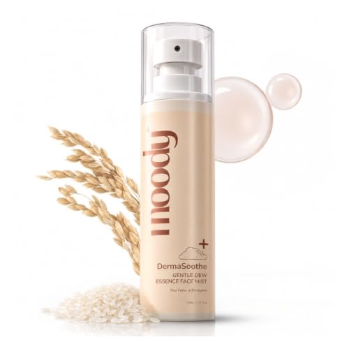 Image of Moody DermaSoothe Brightening Face Mist & Essence Toner with Rice & Ceramides | Strenghten Skin Barrier | For Clear, Glass Korean Skin, Bright & Hydrated Skin | Alcohol-Free Toner | Women & Men | 110ml