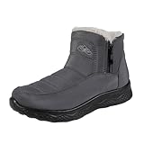 Botas Mujer Invierno Forradas Calientes Zapatos Boots de Nieve Caña Ancha Biker Montar A Caballo Cálidas Estilo Moderno Acabado en Pico Cierre Lateral Cremallera Ideal para Otono