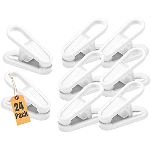 1InTheHome Multi-Purpose Hanger Clips (24 Count) White Cover