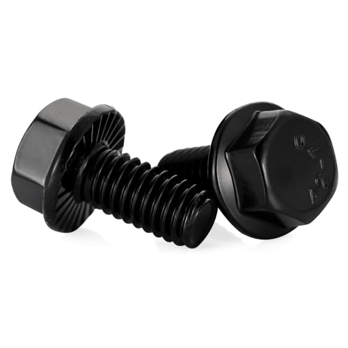 Image of Mellewell 1 /4-20 x 1 /2 inch Flanged Hex Head Bolts Flange Hexagon Screws, Stainless Steel A2 Black Finish, DIN 6921, 25 PCS
