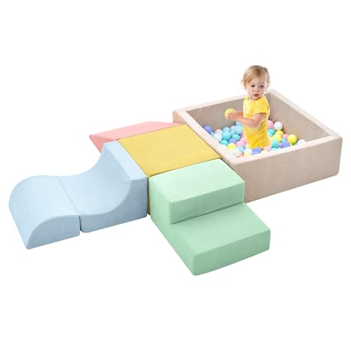 Image of Climbing Toys for Toddlers , Toddler Climbing Toys Indoor, 5-Piece Foam Climbing Blocks with Ball Pit (Balls not Included),Soft Play Set,Toddler Climber Indoor Foam Play Gym for Climbing Crawling