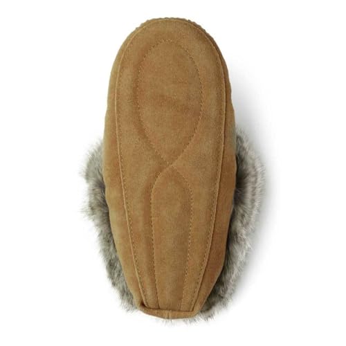 Image of Manitobah Tipi Moccasin - Womens Indoor Slipper, Fleece-Lined, Suede Leather, Rabbit Fur Trim