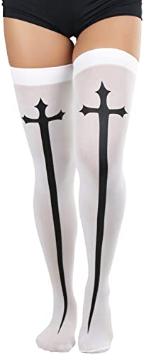 Image of ToBeInStyleWomen's Gothic Cross Opaque Thigh Hi