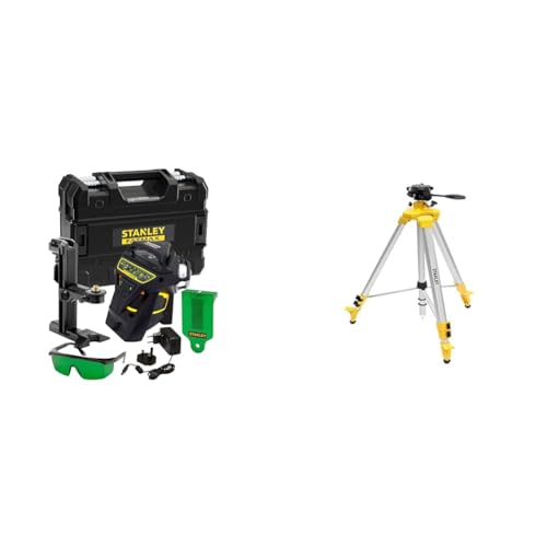 Stanley x3G Niveau Laser multilignes 360° (Li-Ion) Gamme Fatmax- FMHT1-77356 & - TREPIED ALUMINIUM A COLONNE TETE PIVOTANTE - 97 A 250 CM - STHT77643-1