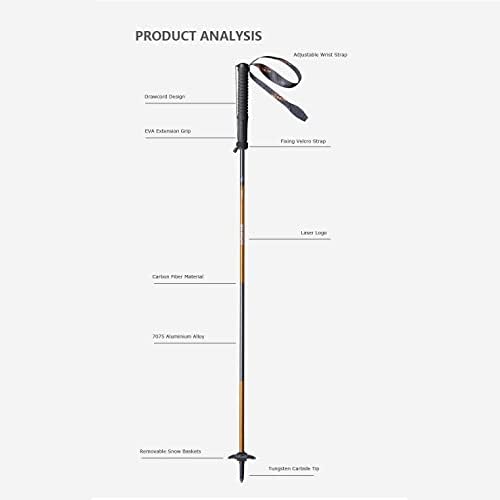 Folding Light Quick Lock Trekking Poles Hiking Pole Race Running Outdoor Walking Stick Carbon Fiber Easy to Carry.