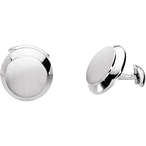 14K White Gold Round Engravable Men Gents Cuff Links Pair #TOP8