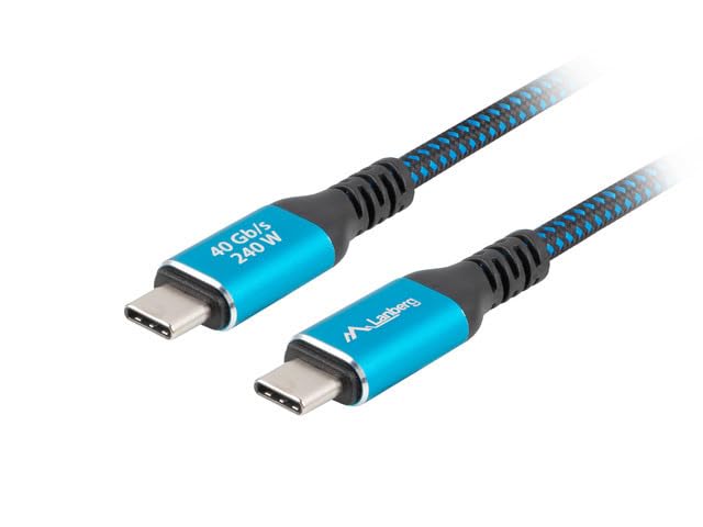 LANBERG USB-C M/M USB4 Cable 0.5 m 240 W 8K 60 Hz Black/Blue