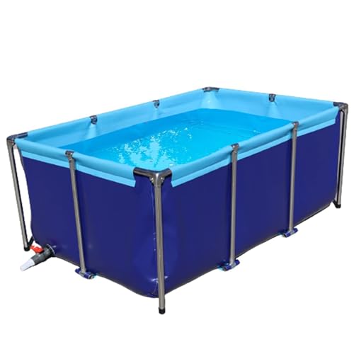 Estanque plegable de lona con estructura de acero y válvula de drenaje para peces de colores