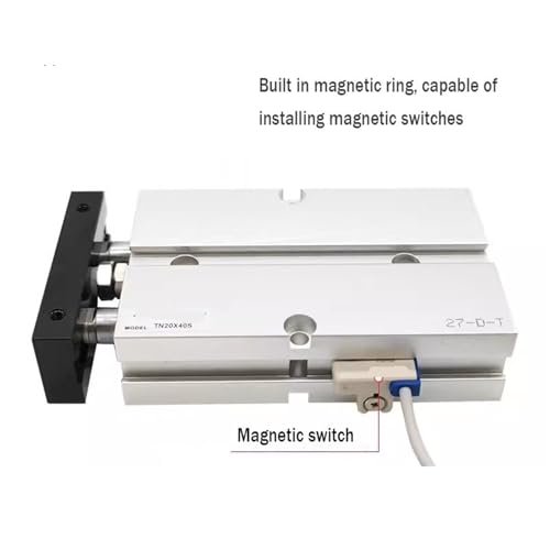 Cylindre pneumatique TN25 double tige alu 80mm pour automatisme