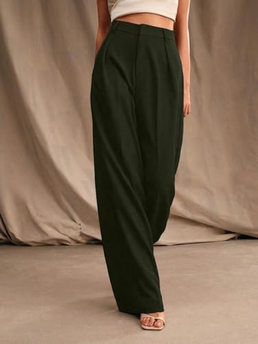 Image of GRECIILOOKS Women High Rise High Waist Trousers Flared Korean Style Formal Pants|Elegant Workwear for Office, College & Events