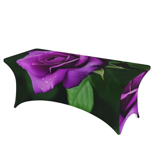 Nappe de table universelle en élasthanne extensible rose violette pour buffet 1,8 m