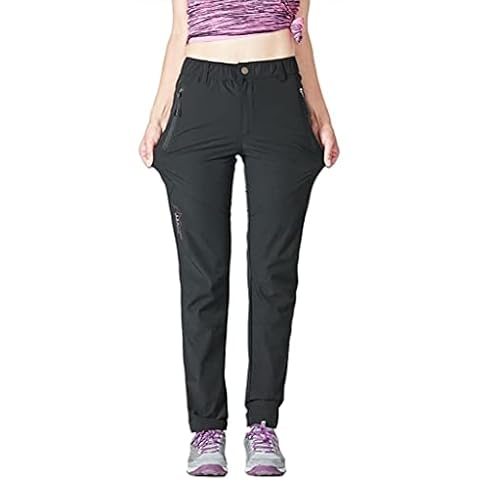 VERTAST Women's Outdoor Hiking Cycling Trousers Lightweight Quick Dry Stretch Travalling Walking Mountain Climbing Pants with Zipper Pockets, Black, L Cover