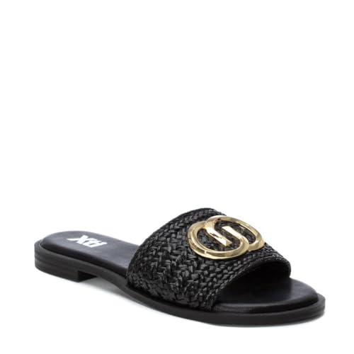 Sandale femme noir mode décontractée pour sorties et terrasses