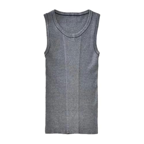 Débardeur d'été côtelé pour homme en tricot sans manches JXQXHCFS