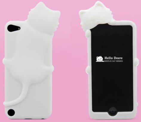 [Icase-mall] White Lovely Kiki Cat Silicone Case Cover for Apple iPod Touch 5th Generation 5G 5 with Earphone Anti Dust with Retail Package Xmas Gift