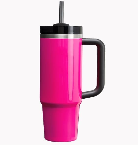 Miniatura 1 de YOUEXPERT Vaso de 30 onzas con asa, vaso de 30 onzas con asa y popote, vaso de acero inoxidable con aislamiento al vacío para agua, té helado o