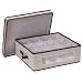 Household Essentials 538 Vision China Storage Box for Tea Cups and Mugs with Lid and Handles - Natural Canvas with Brown Trim