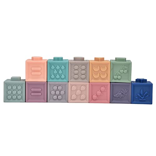 Squeeze Toy, Embossed Bright Colors 14 unidades mastigável bloco macio de bebê para crianças de brin