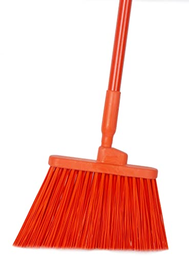 SPARTA 41083EC24 Plastic Color Coded Broom, Unflagged Bristles, Long Broom With Angled Head For Small Debris Cleaning, 56 Inches, Orange, (Pack of 12)