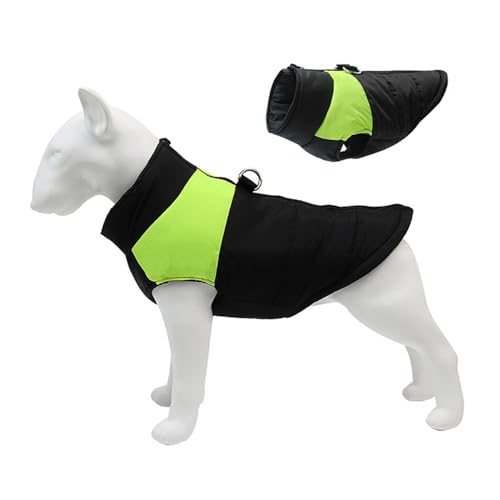 Chaleco de invierno para perros con cremallera y anillas en D impermeable verde 2XL 6