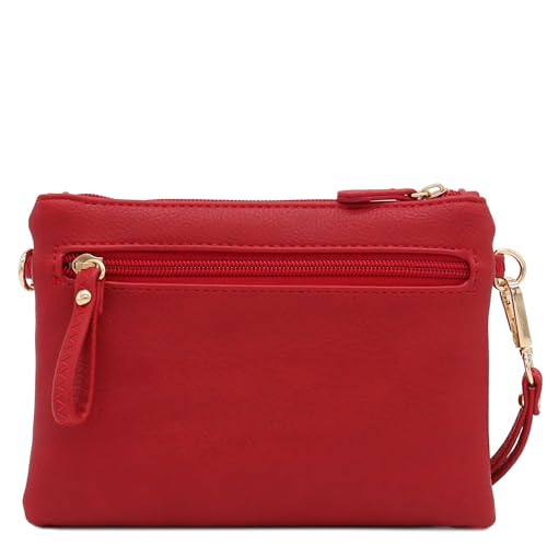 Image of FashionPuzzle Multi Zipper Pocket Small Wristlet Crossbody Bag