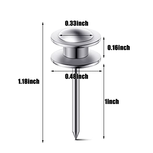 Image of Hotop 50 Pcs Double Headed Picture Hangers Nails Small Head Hanging Nails Picture Photo Hanging Hook Pins Decorative Nail Hook Hangers for Home Office School (Silver)