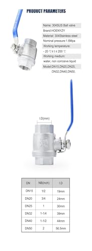 Vanne à sphère en acier inoxydable 304 DN32 pour fluides industriels