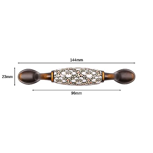 ZONADAH Set of 4 Vintage Cabinet Ceramics Handles, Hole Distance 96mm, Antique Flower Pattern Cabinet Pull Handles - Image 3