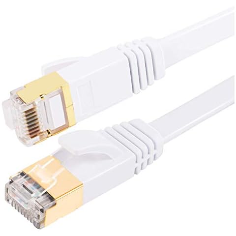 FOSTO Cat7 Ethernet Cable 30m Flat RJ45 High Speed 10Gbps LAN Internet for Xbox PS4 Modem Router Switch PC TV Box 3m White Cover