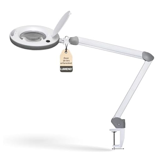 Lumeno Dimbar LED-förstoringsglas serie 851X med stor 152 mm äkta glaslins i 3 eller 5 dioptrier justerbara ljusstyrkenivåer, arbetslampa/förstoringsglas 3