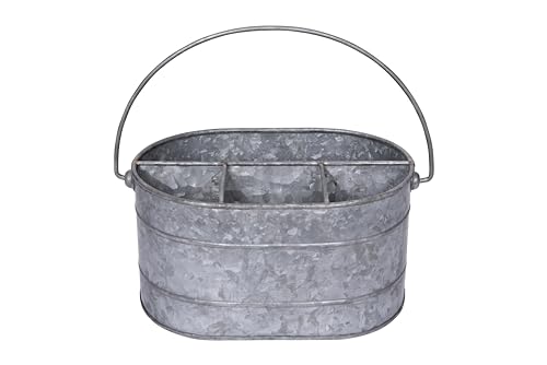 Creative Co-Op Metal Bucket with 4 Compartments and Handle